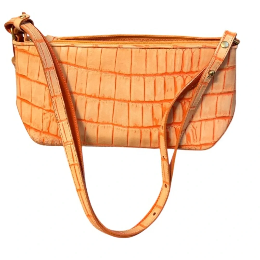 Dooney & Bourke orange / peach vintage shoulder bag light wear croc embossed
